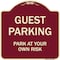 Signmission Designer Series Sign-Guest Parking, Burgundy Heavy-Gauge Aluminum Sign, 18" x 18", BU-1818-23925 A-DES-BU-1818-23925 - alternate 1